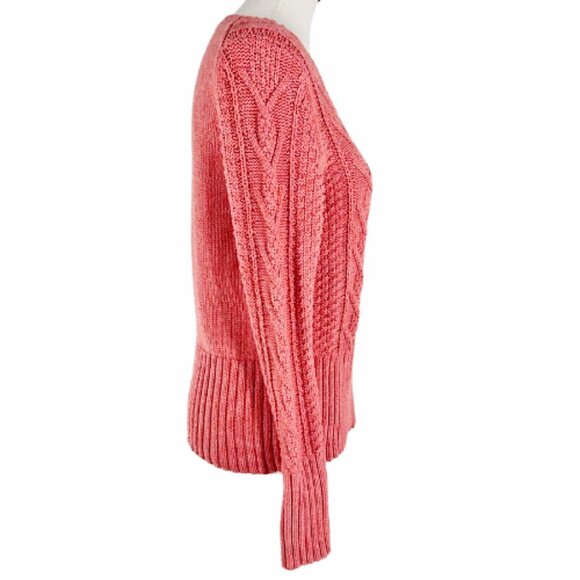 NWT Gap Designed & Crafted Cable Knit Sweater Rosewood Pink XS Wool Blend - Picture 5 of 7